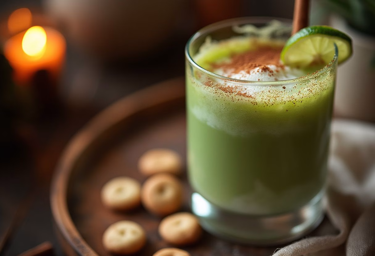 Cocktail matcha latte au rhum