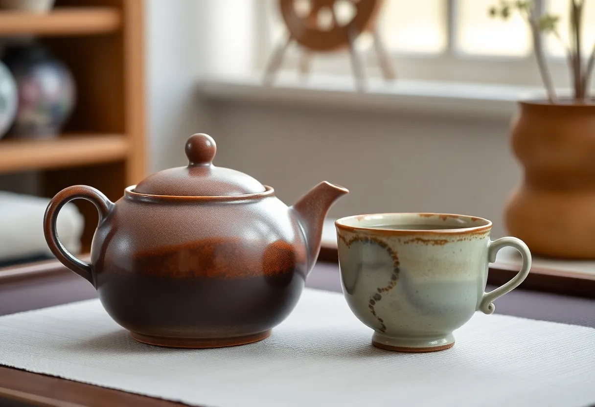 Théière et tasse pour hojicha